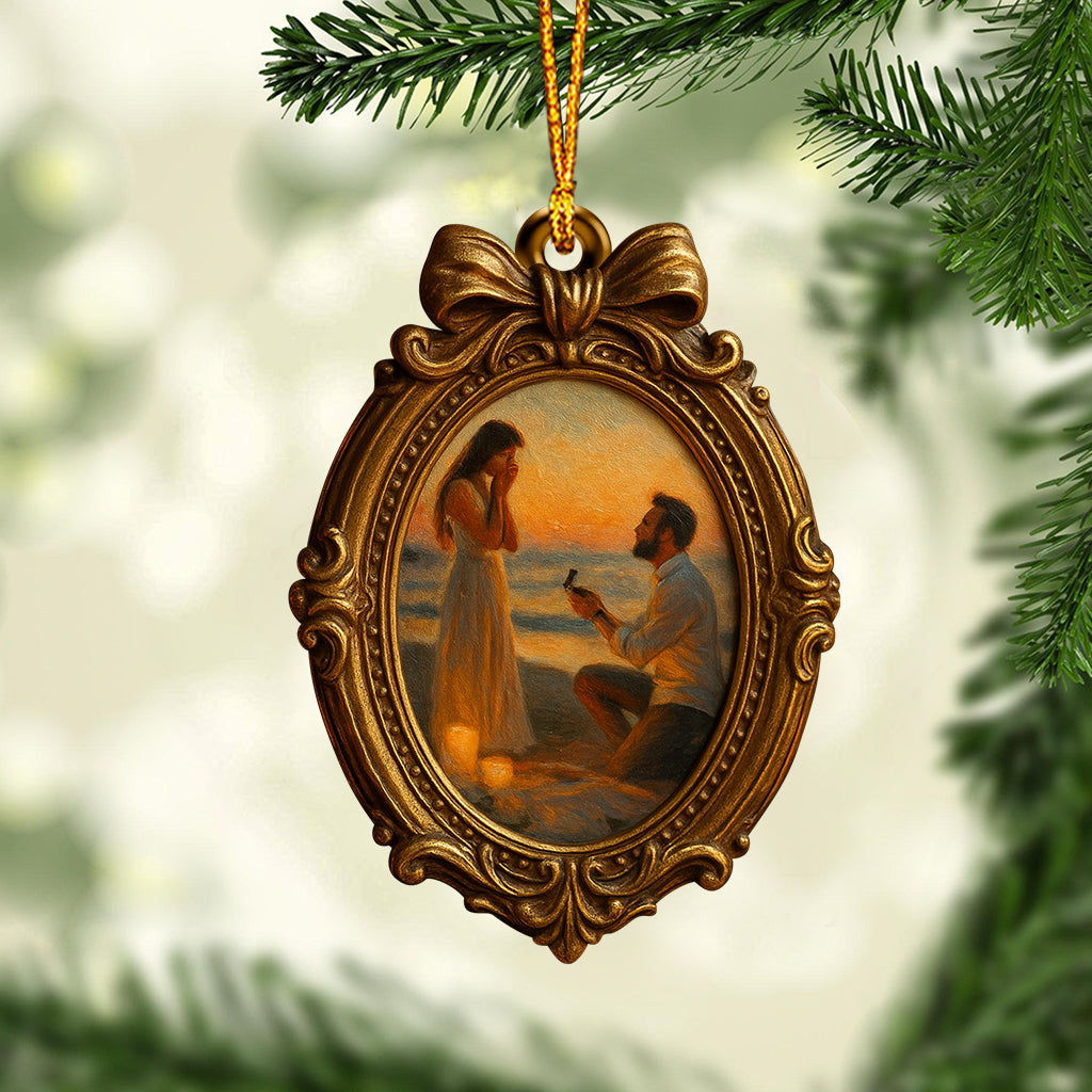 Elegant Family, Couple Portrait Ornament - Personalized Couple Ornament