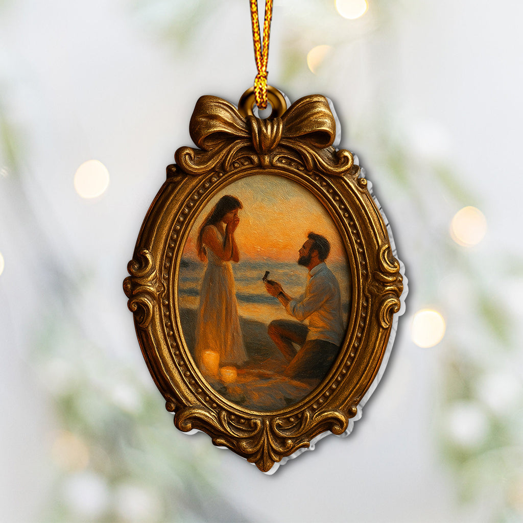 Elegant Family, Couple Portrait Ornament - Personalized Couple Ornament
