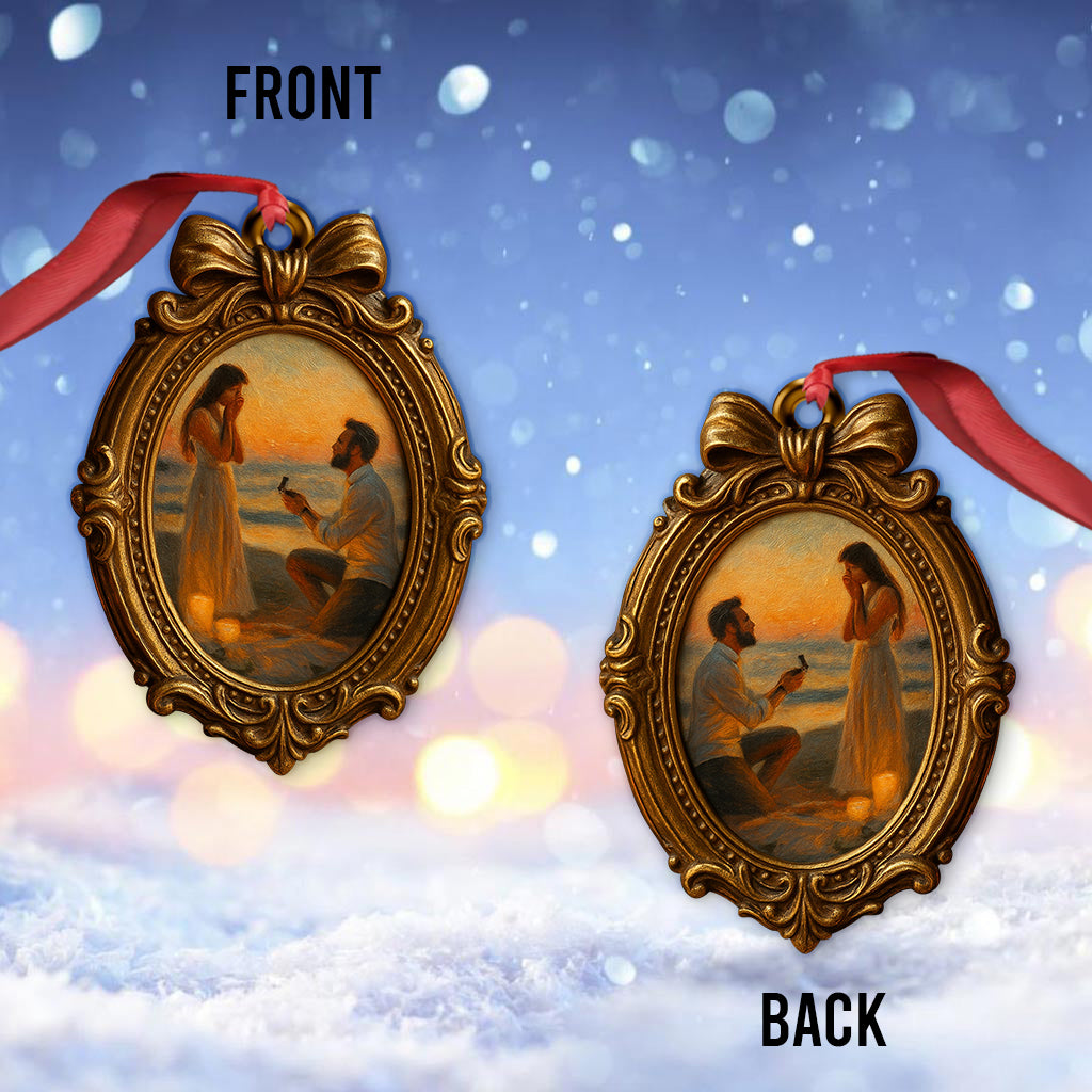 Elegant Family, Couple Portrait Ornament - Personalized Couple Ornament