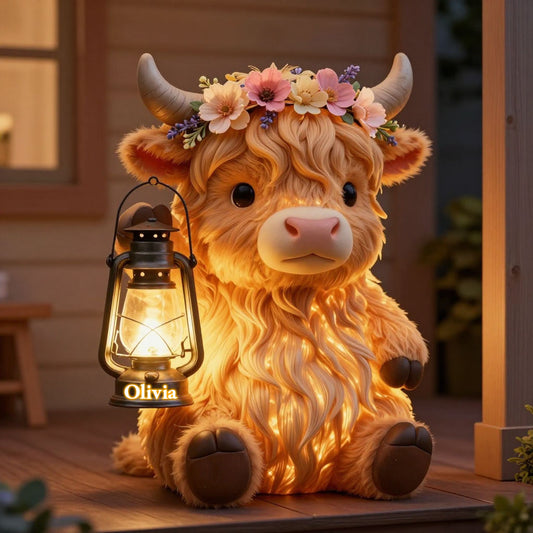 Liebe Highland Cow - Personalisierte Highland Cow Solar Acryllicht