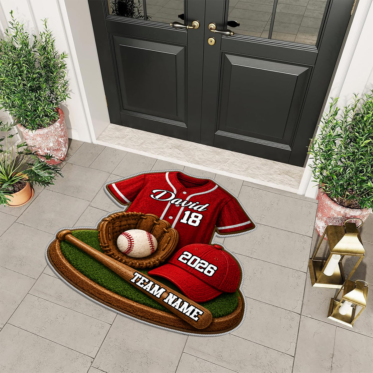 Baseball Player - Personalized Baseball Non-Slip Tufted Rug