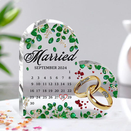 Married - Personalized Couple Custom Shaped Acrylic Plaque