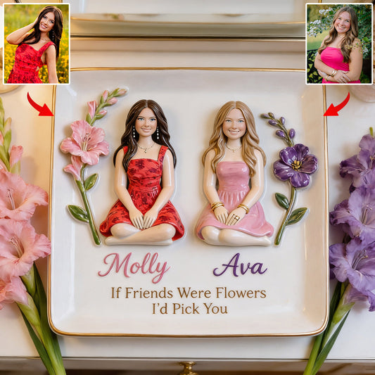 Jedes Foto von „Wenn Freunde Blumen wären, würde ich dich pflücken“ – Personalisierte Schmuckschale „Beste Freundin“ mit Volldruck