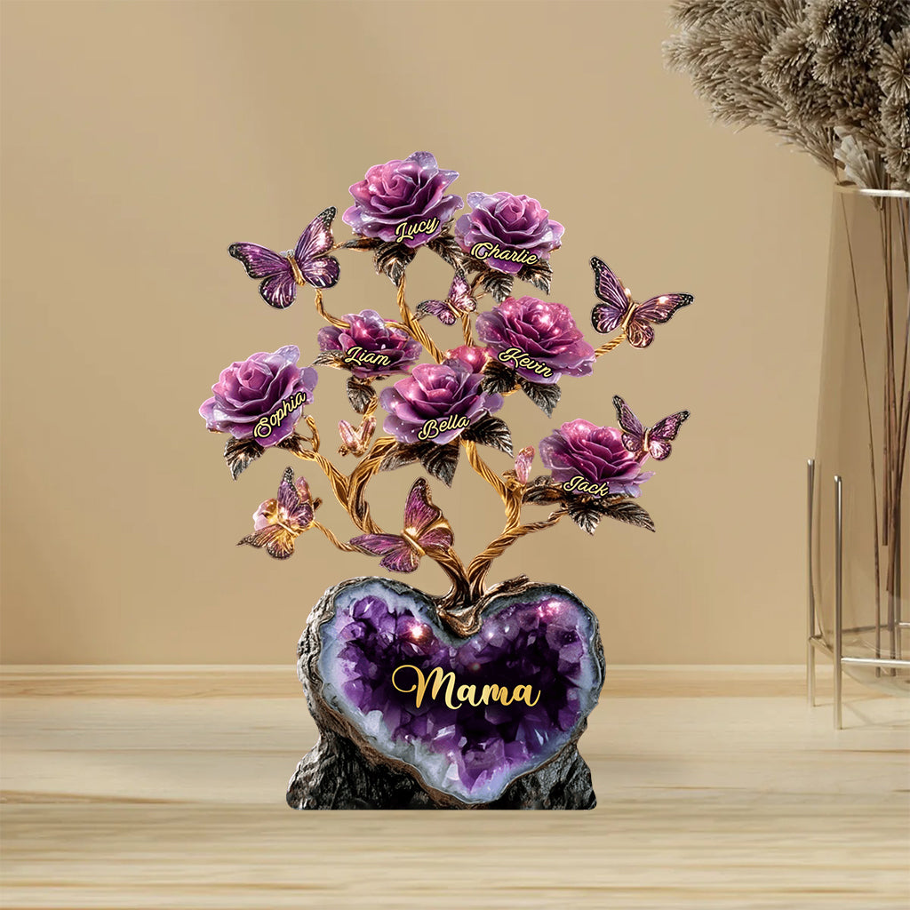 Amethyst Style Rose Tree Gift For Mother/ Grandma/ Wife... - Personalized Mother Custom Shaped Acrylic Plaque