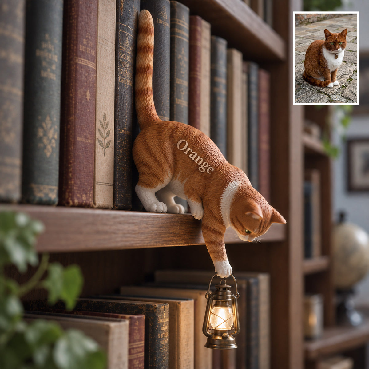Little Light Keeper - Personalisierte Katzenbuchregal-Lampe