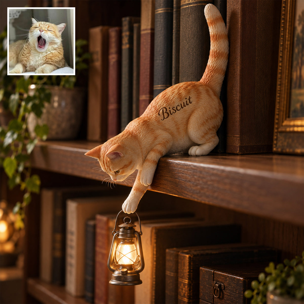Little Light Keeper - Personalisierte Katzenbuchregal-Lampe