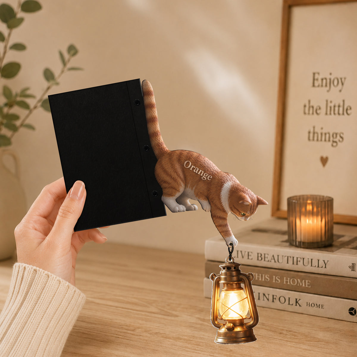 Little Light Keeper - Personalisierte Katzenbuchregal-Lampe