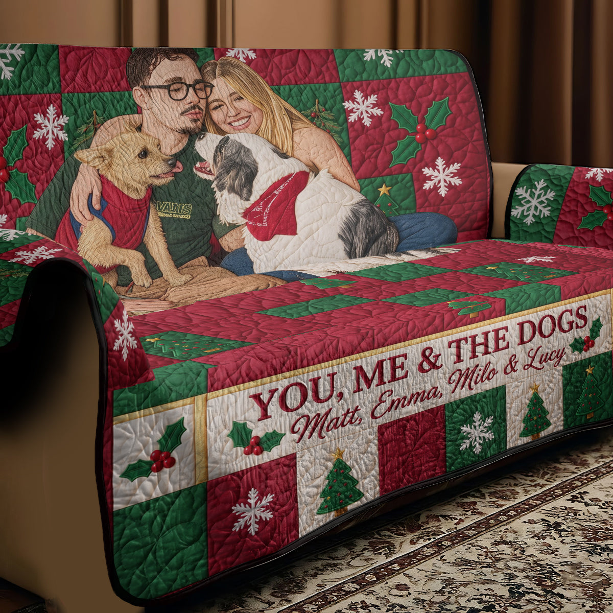 You & Me Christmas Couple Gift - Personalized Couple Quilted Sofa/Couch Cover