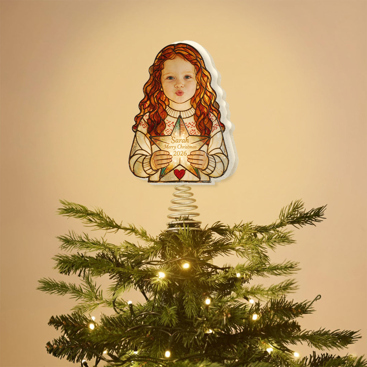 Any Photo - 1st Christmas - Personalized Kid LED Light Tree Topper