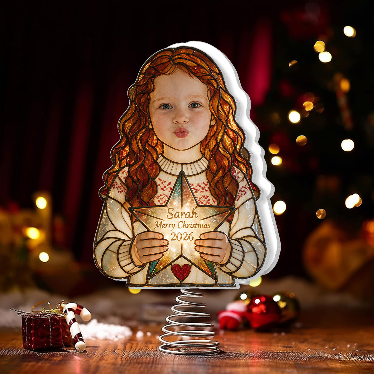 Any Photo - 1st Christmas - Personalized Kid LED Light Tree Topper