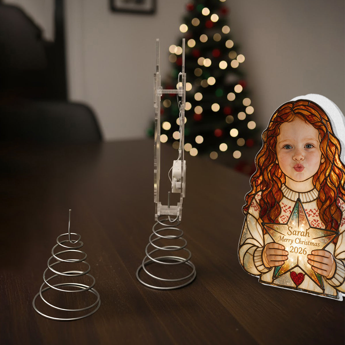 Any Photo - 1st Christmas - Personalized Kid LED Light Tree Topper