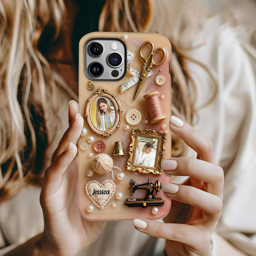 Ich liebe Nähen – Personalisierte Handyhülle mit Nähmotiv