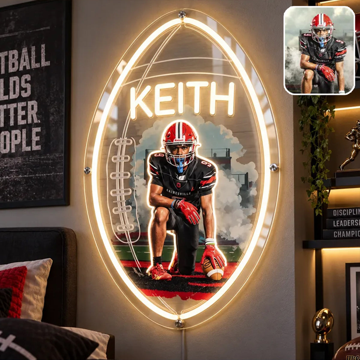 Any Sport, Any Photo - Personalized Football Neon LED Light Sign