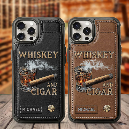 Whiskey und Zigarre – Personalisierte Whisky-Handyhülle