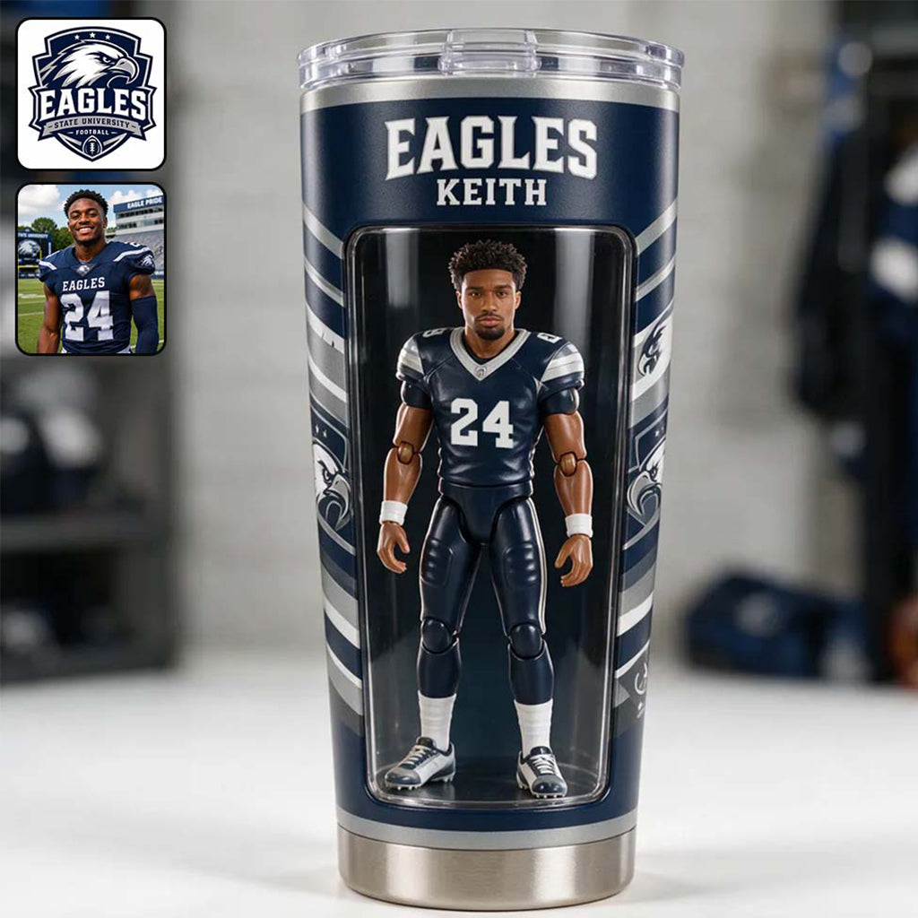 Any Sport, Any Photo, Any Team - Personalized Football Tumbler