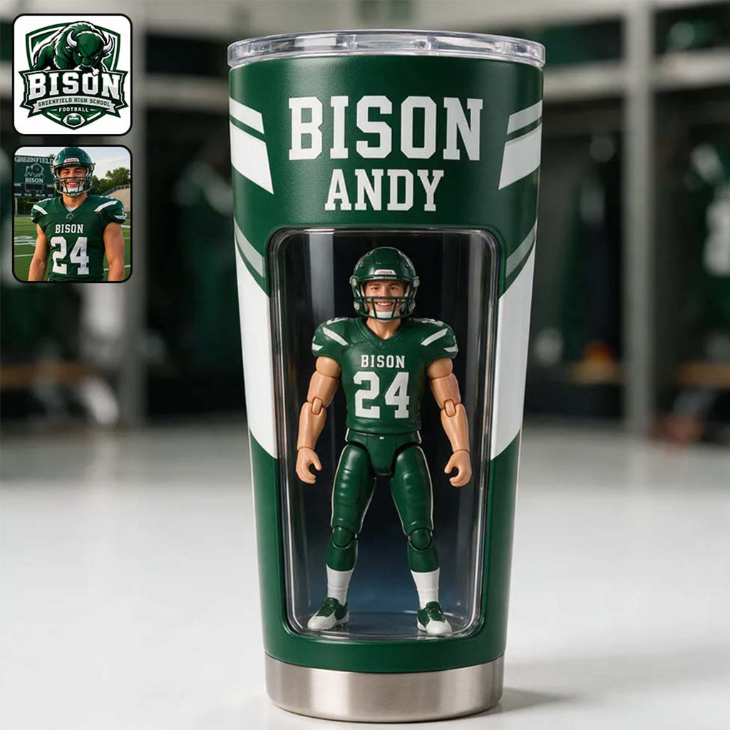 Any Sport, Any Photo, Any Team - Personalized Football Tumbler