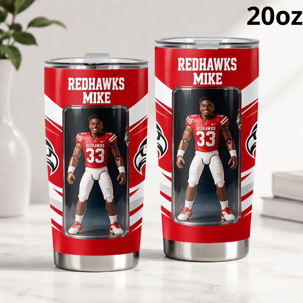 Any Sport, Any Photo, Any Team - Personalized Football Tumbler