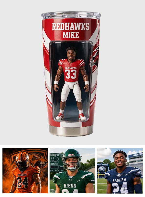 Any Sport, Any Photo, Any Team - Personalized Football Tumbler