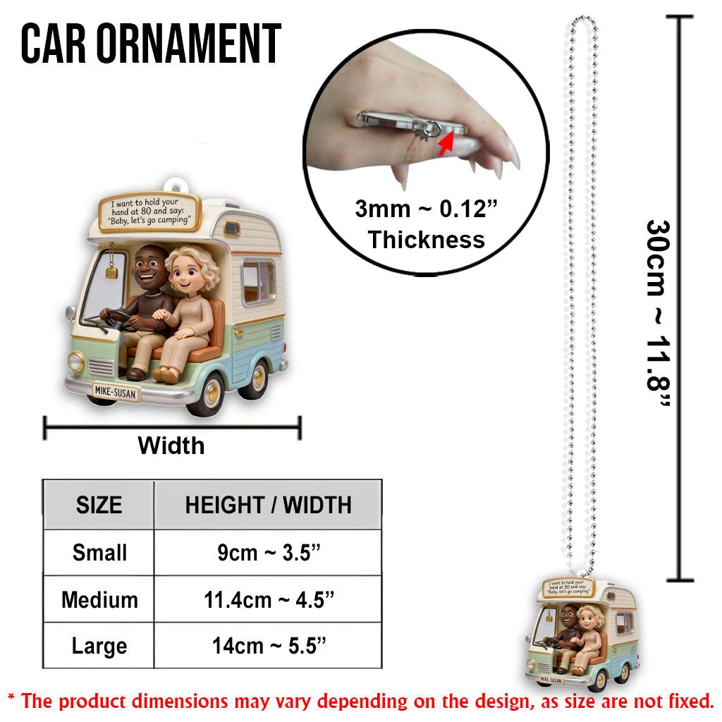 Partons camper ! - Ornement de voiture transparent et personnalisé pour le camping