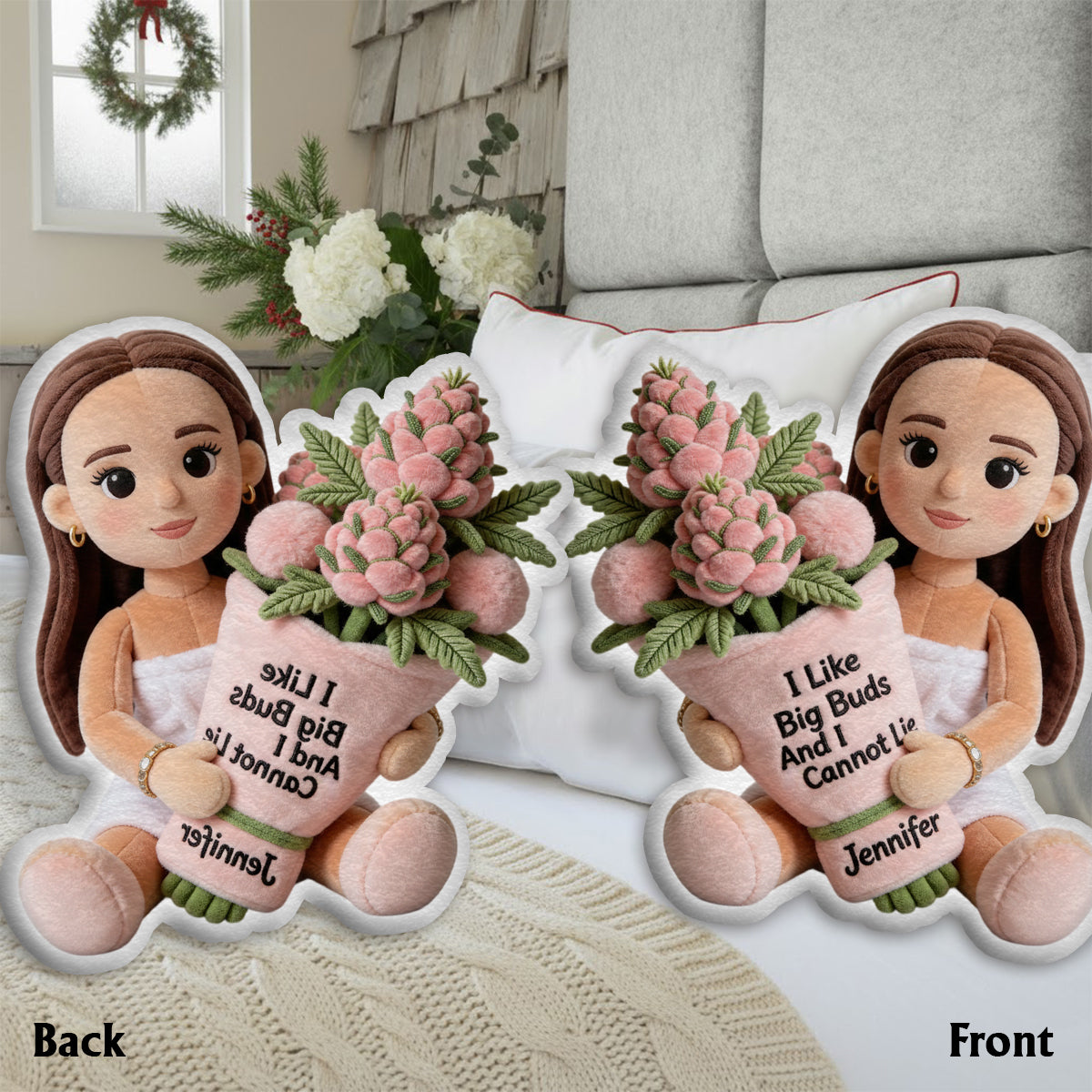 Funny Weed - Personalized Weed Faux Fur Shaped Pillow