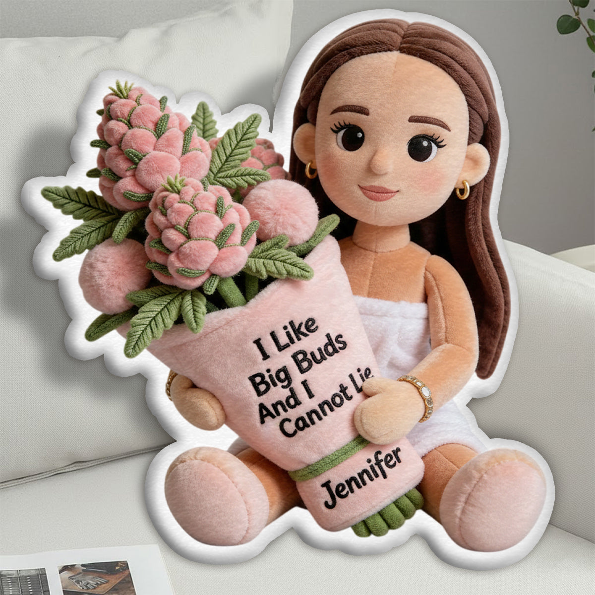 Funny Weed - Personalized Weed Faux Fur Shaped Pillow