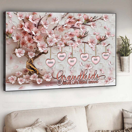 Grandkids Make Life More Grand - Personalized Grandma Canvas And Poster
