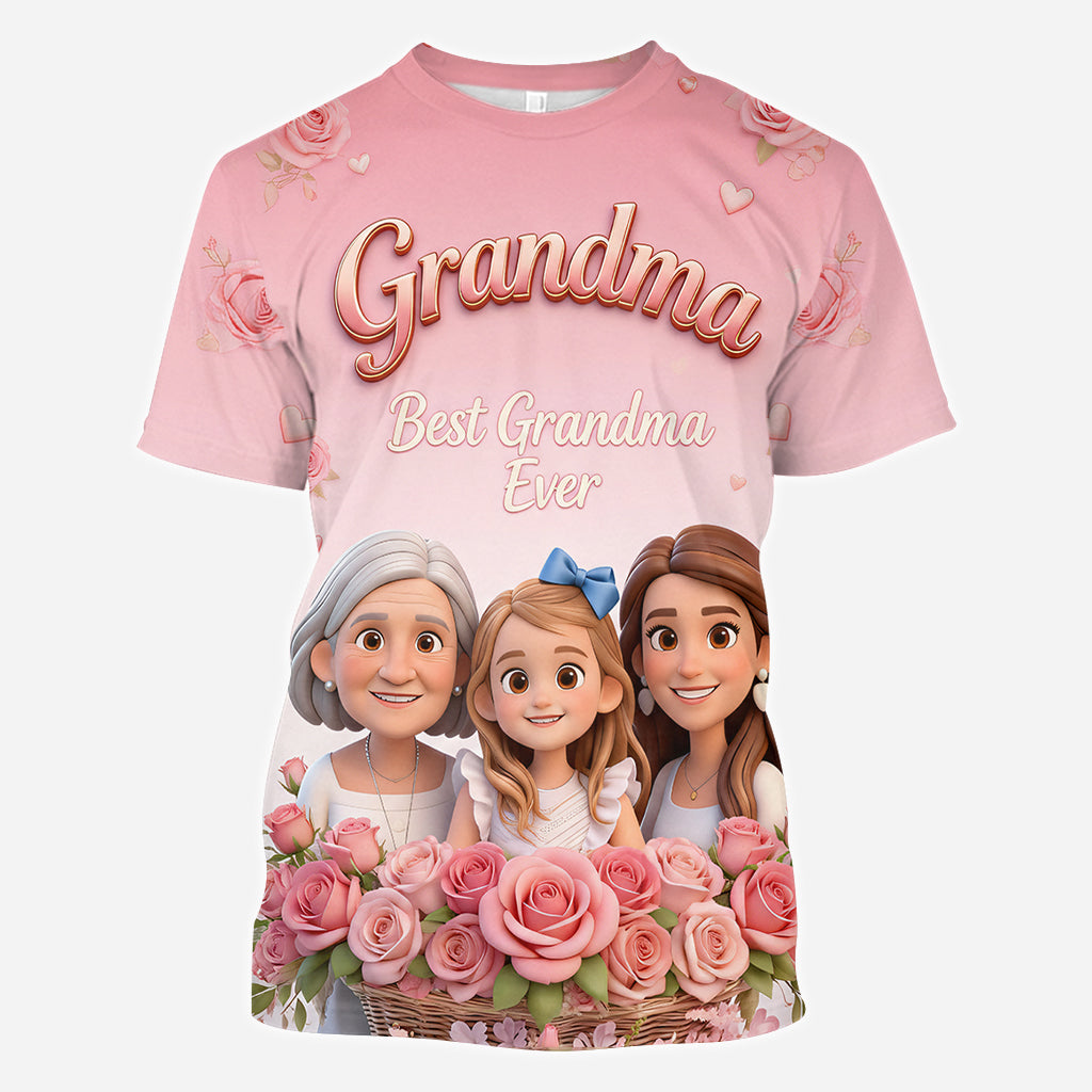 T-shirt personnalisé « Meilleure maman/grand-mère du monde » avec n'importe quelle photo
