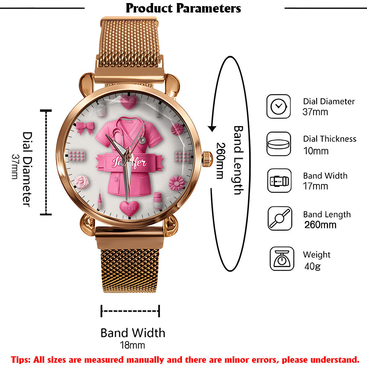 Nursing Is A Work Of Heart - Personalized Nurse Women Hand Watch