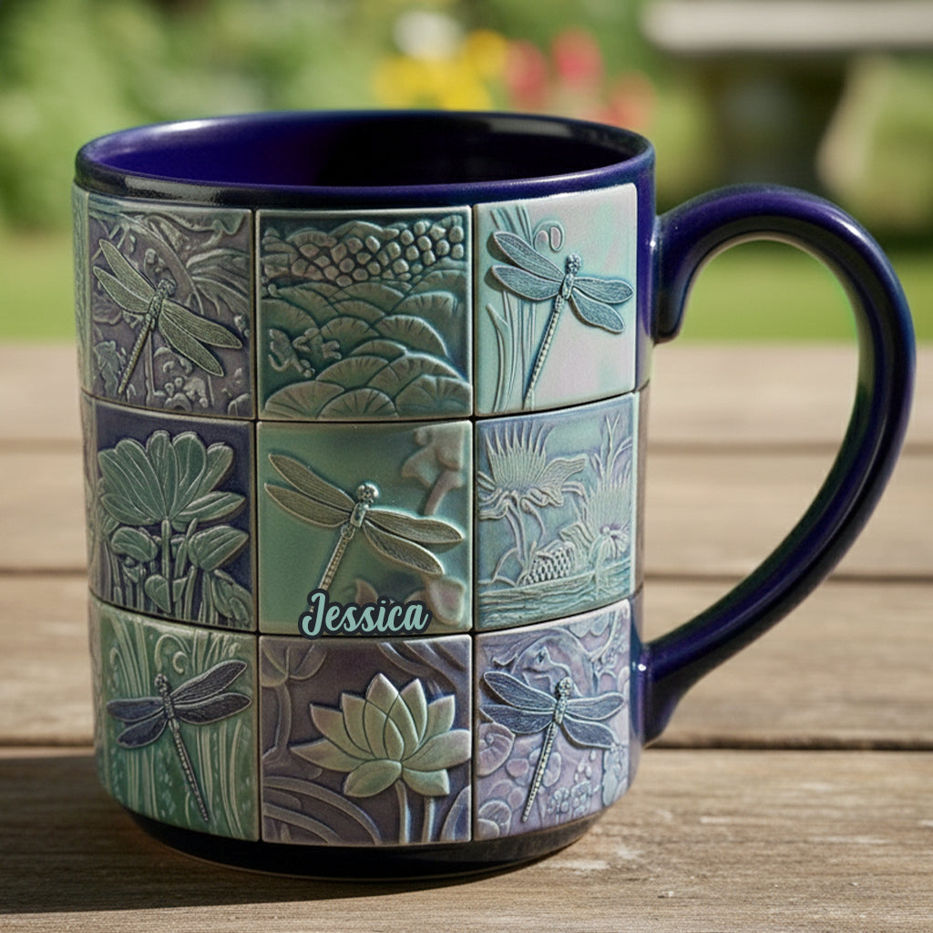 Einfach ein Mädchen, das Libellen liebt – Personalisierte Tasse mit Libellenmotiv