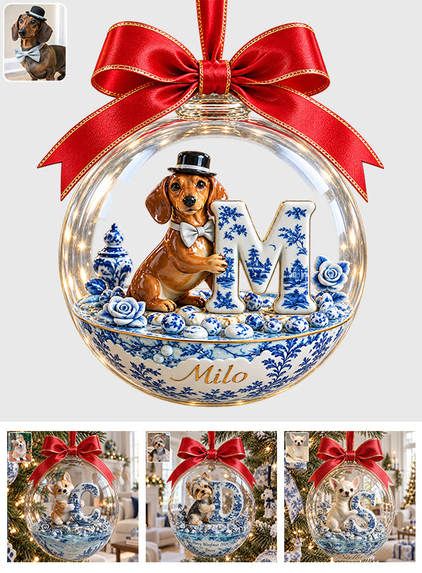 Toile de Jouy Dog - Personalized Dog Acrylic Ball Ornament