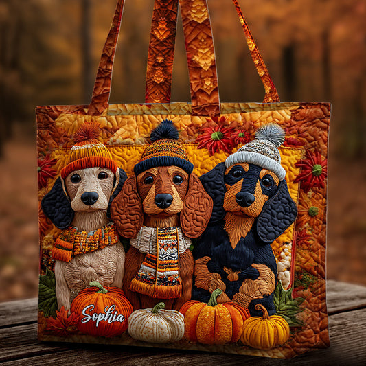 Herbsthund - Personalisierte Dackel-Stepptasche