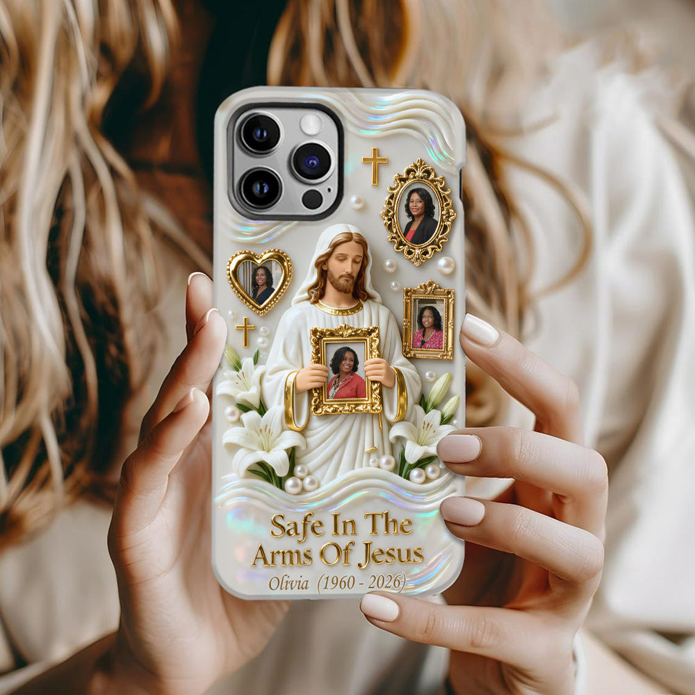 Sauver dans les bras de Jésus - Coque de téléphone commémorative personnalisée avec impression intégrale
