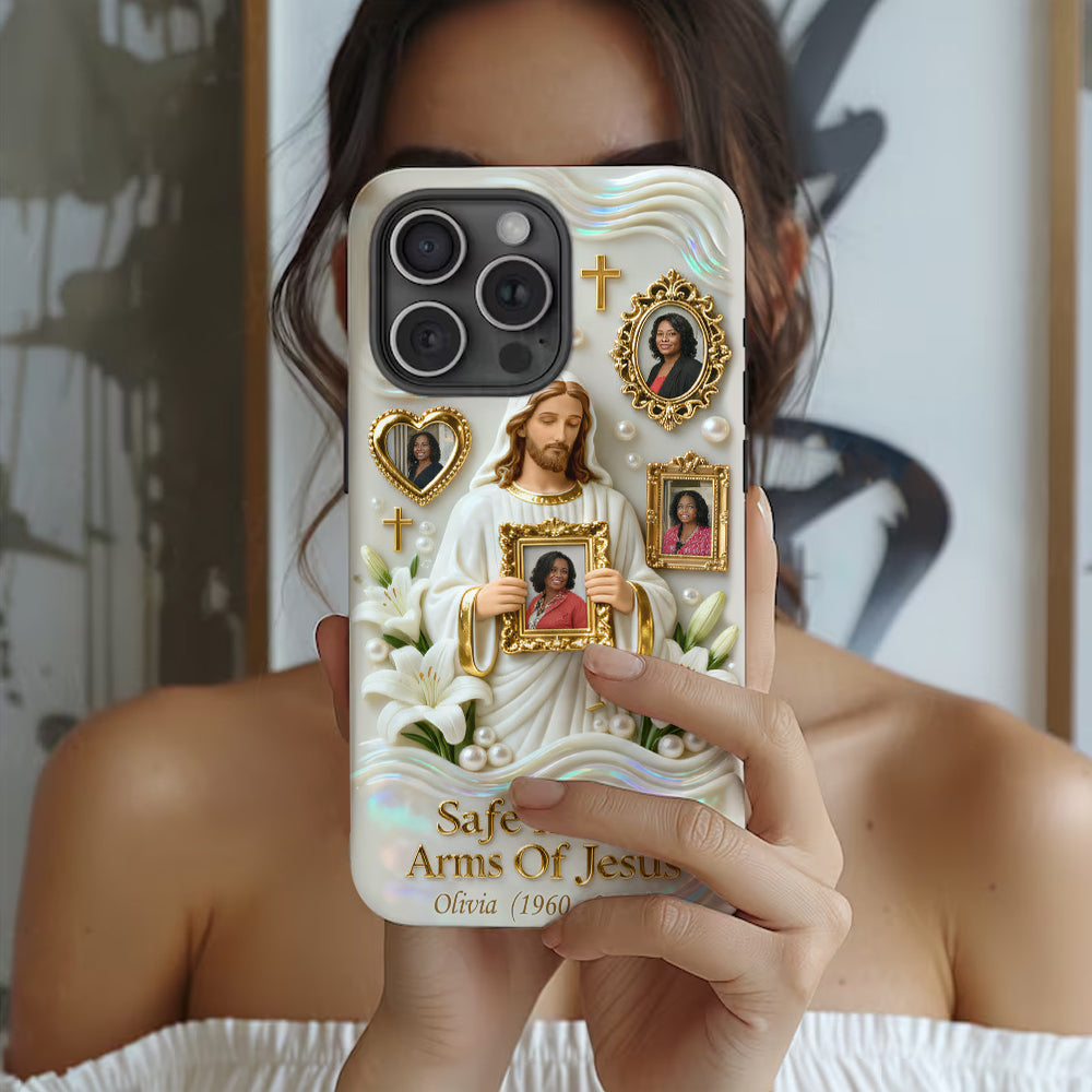 Sauver dans les bras de Jésus - Coque de téléphone commémorative personnalisée avec impression intégrale