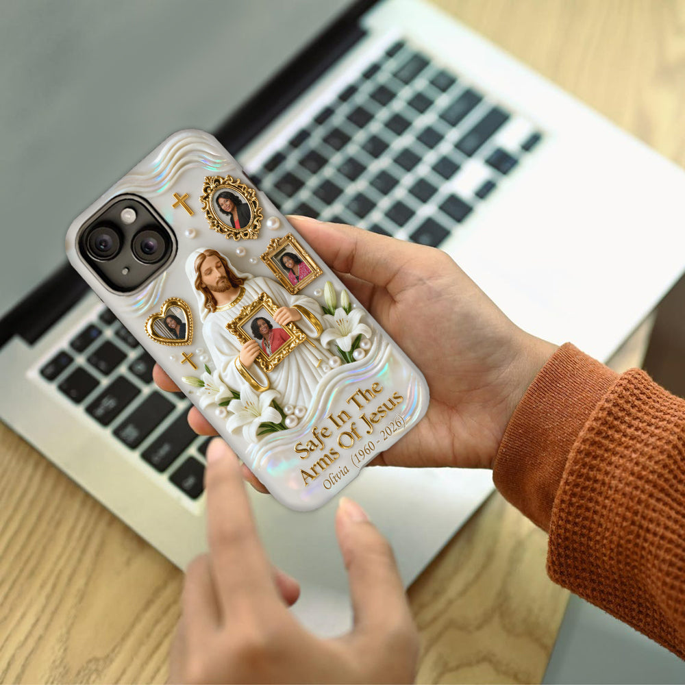 Sauver dans les bras de Jésus - Coque de téléphone commémorative personnalisée avec impression intégrale