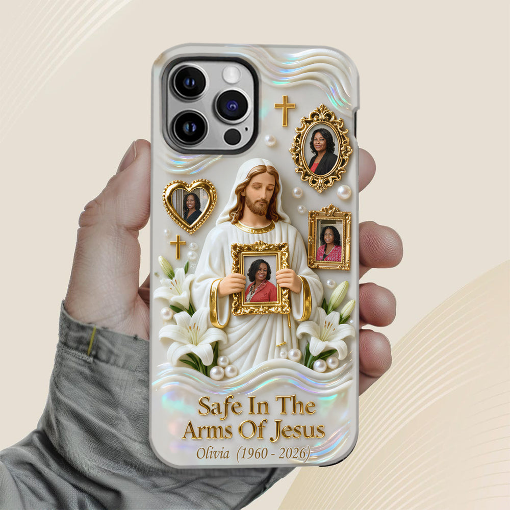 Sauver dans les bras de Jésus - Coque de téléphone commémorative personnalisée avec impression intégrale