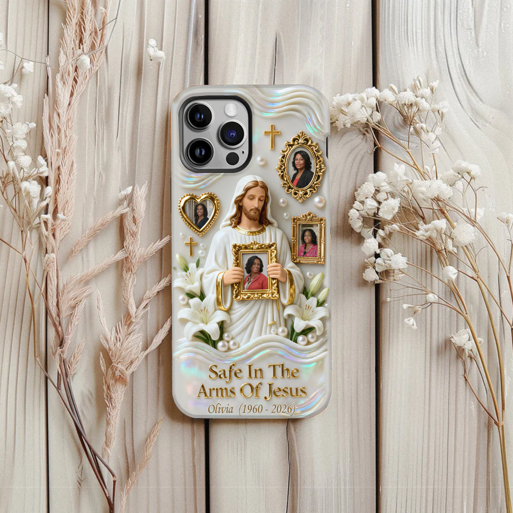 Sauver dans les bras de Jésus - Coque de téléphone commémorative personnalisée avec impression intégrale
