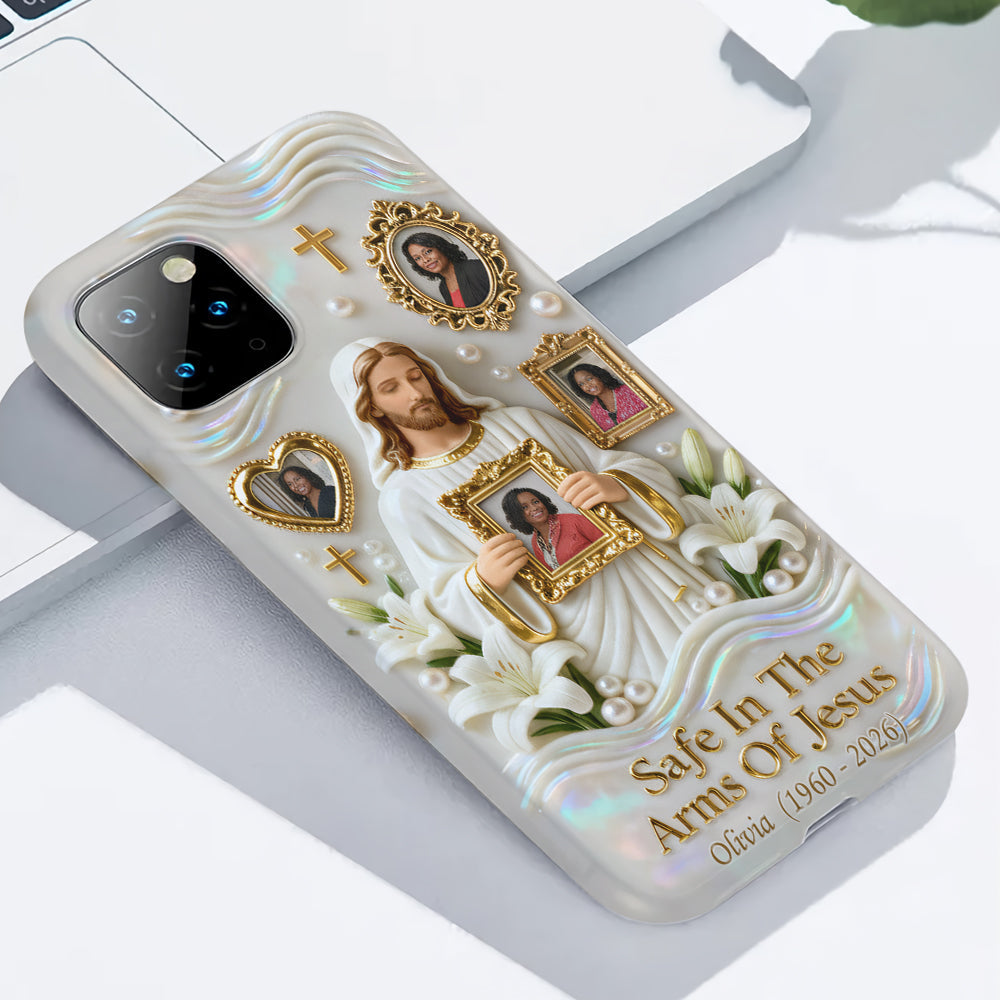 Sauver dans les bras de Jésus - Coque de téléphone commémorative personnalisée avec impression intégrale