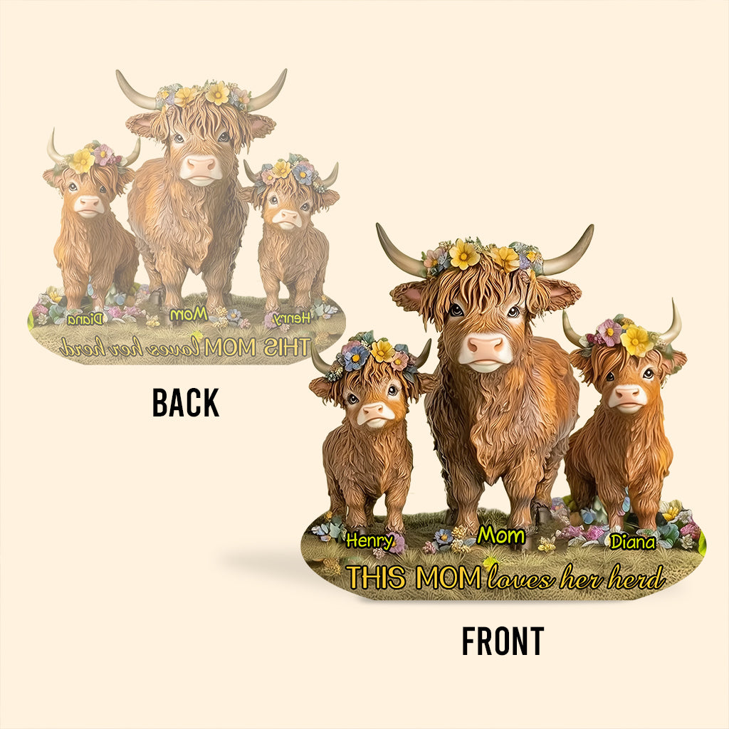 This Mom Loves Her Herd Highland Cow Mother Grandma - Personalized Mother Custom Shaped Acrylic Plaque