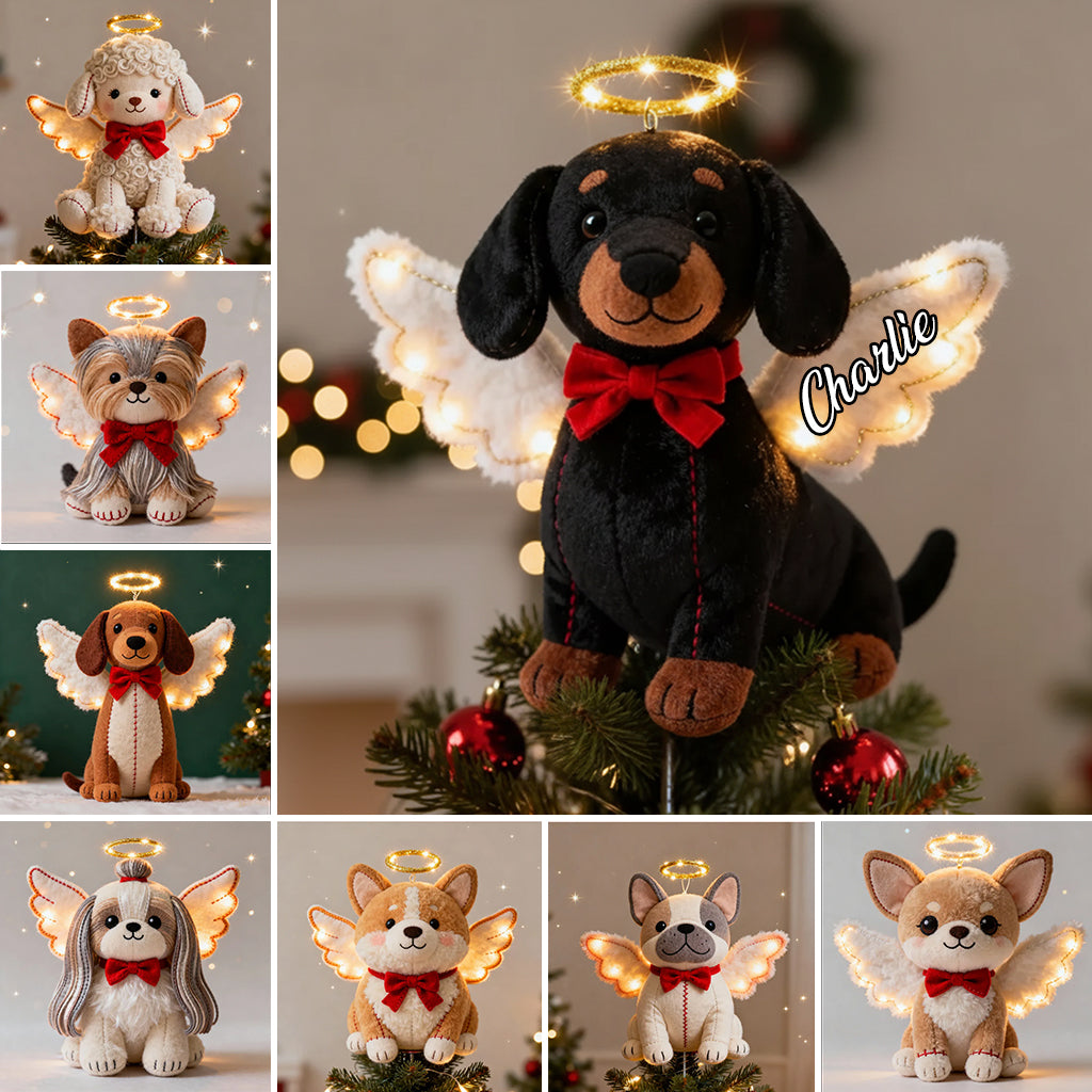 Frohe Weihnachten – Personalisierte LED-Baumspitze mit Hundemotiv