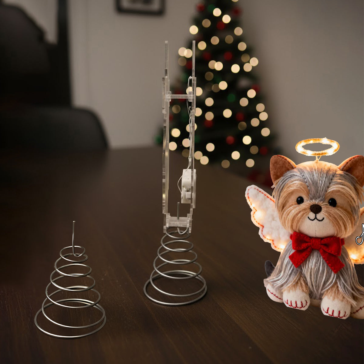Frohe Weihnachten – Personalisierte LED-Baumspitze mit Hundemotiv