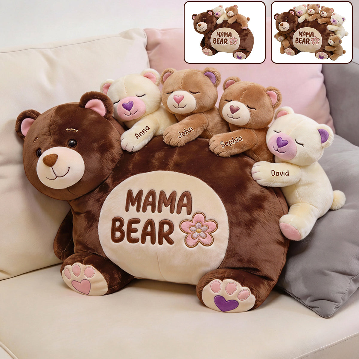Geschenk für Mama und Oma – Personalisiertes Kissen in Form eines Muttertags aus Kunstfell