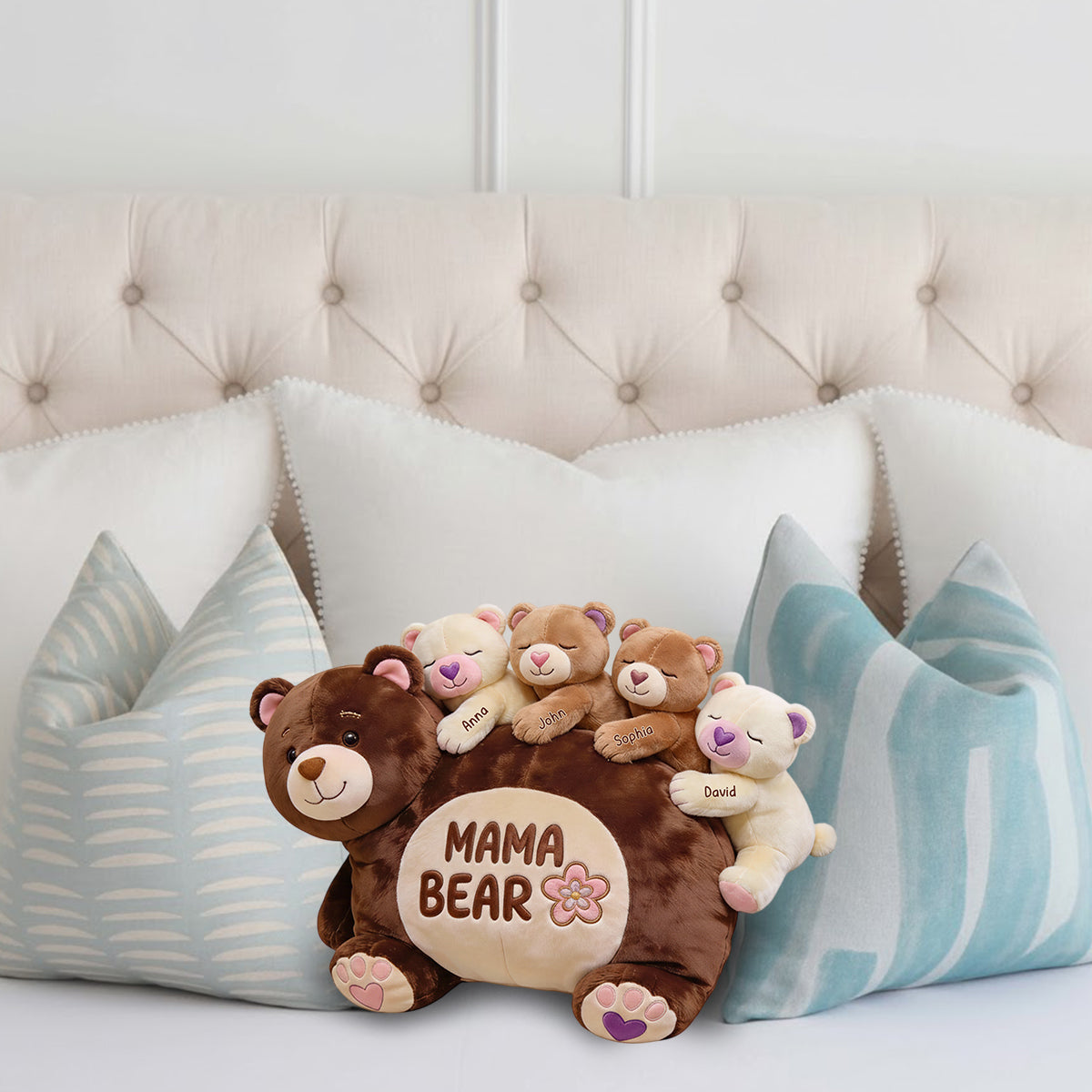 Geschenk für Mama und Oma – Personalisiertes Kissen in Form eines Muttertags aus Kunstfell
