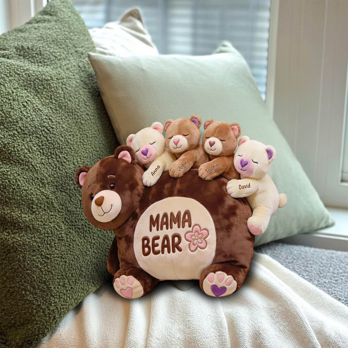 Geschenk für Mama und Oma – Personalisiertes Kissen in Form eines Muttertags aus Kunstfell