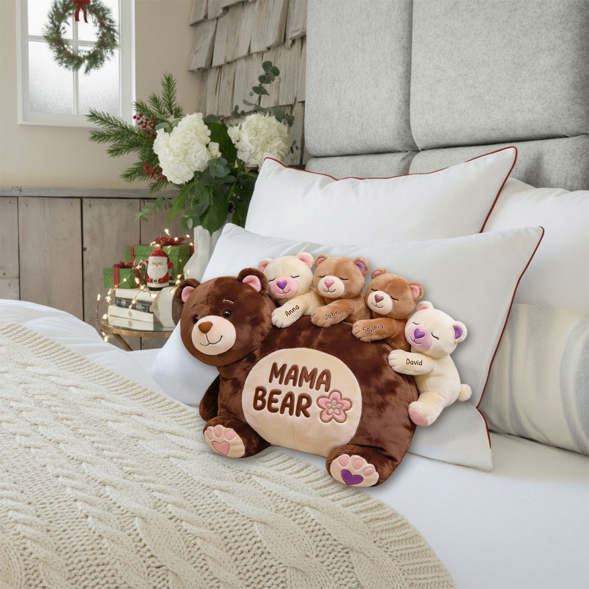 Geschenk für Mama und Oma – Personalisiertes Kissen in Form eines Muttertags aus Kunstfell