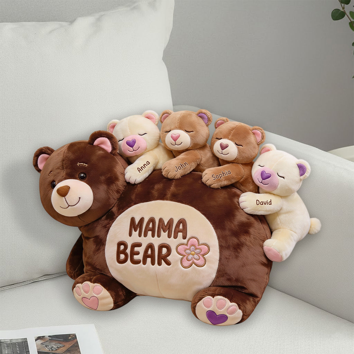 Geschenk für Mama und Oma – Personalisiertes Kissen in Form eines Muttertags aus Kunstfell