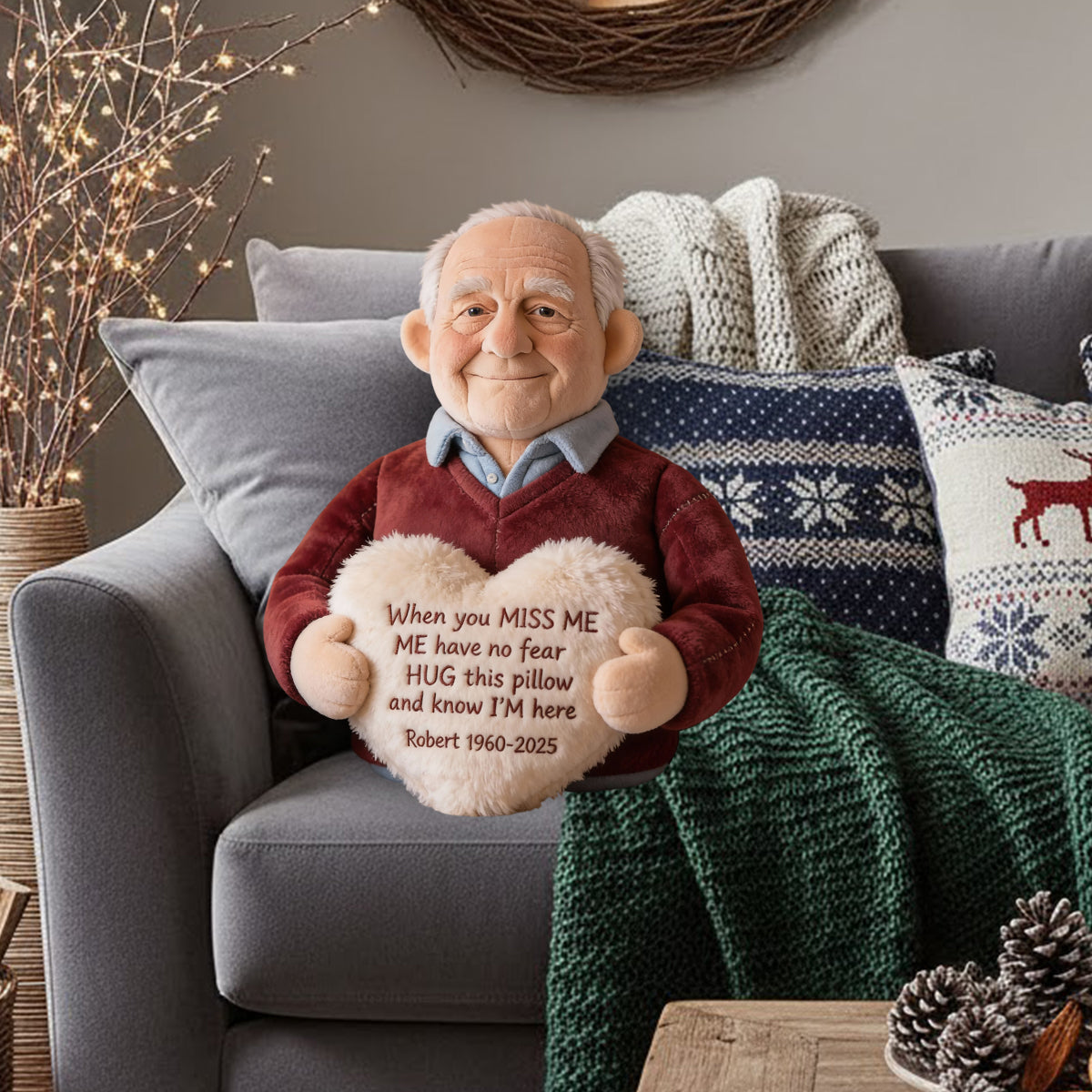 Custom From Photo - When You Miss Me - Personalized Memorial Faux Fur Shaped Pillow