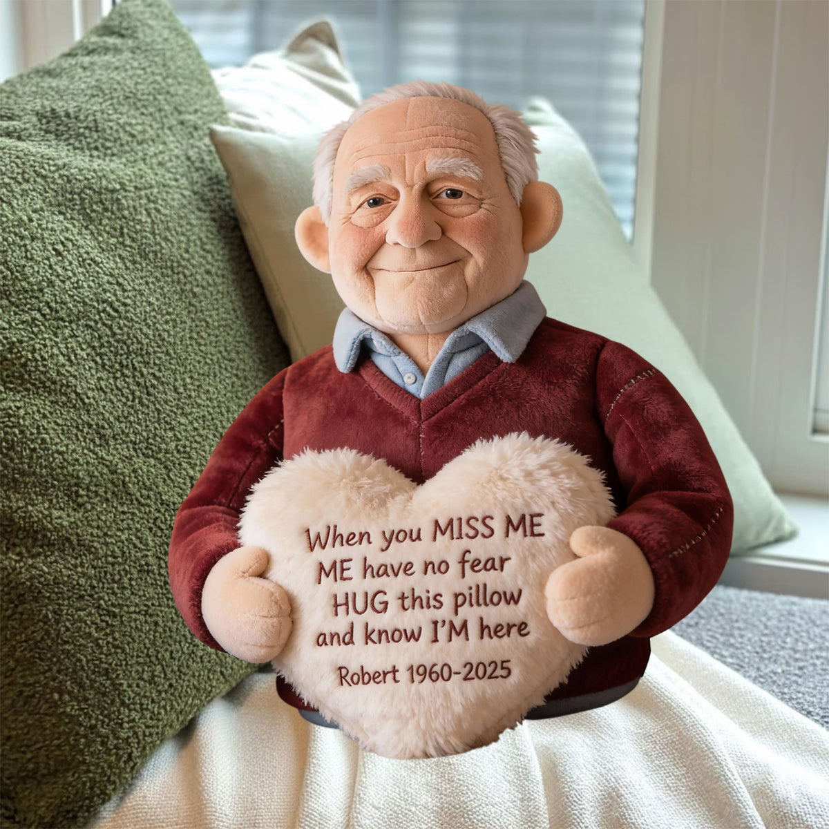 Custom From Photo - When You Miss Me - Personalized Memorial Faux Fur Shaped Pillow