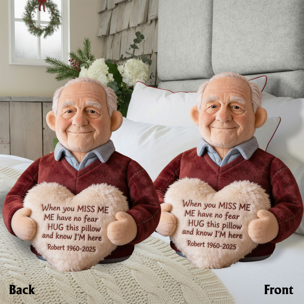 Custom From Photo - When You Miss Me - Personalized Memorial Faux Fur Shaped Pillow