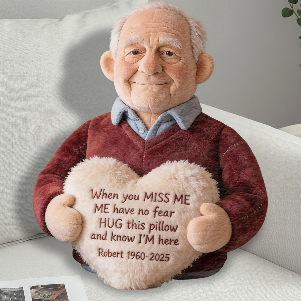 Custom From Photo - When You Miss Me - Personalized Memorial Faux Fur Shaped Pillow