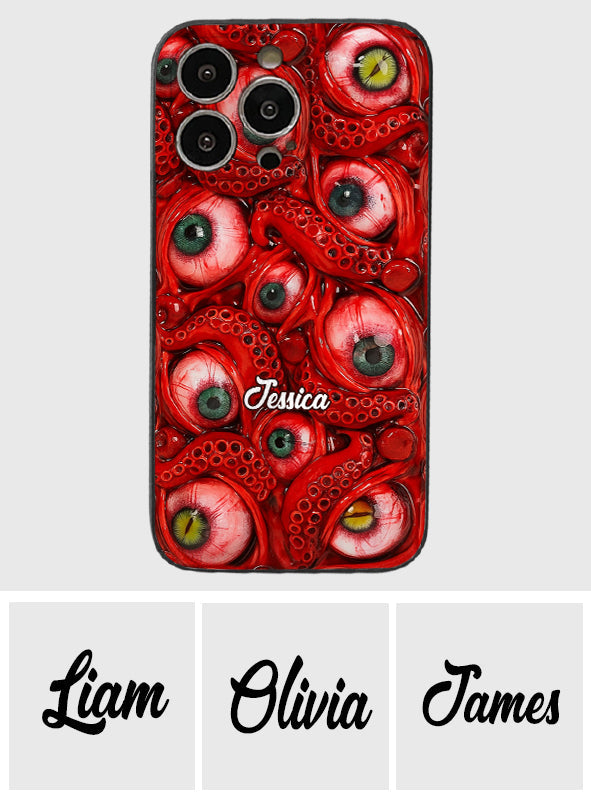 Horror Bloody Eyes - Personalisierte Halloween-Handyhülle aus Leder